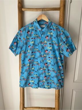 Cotton & Co. Men's L Tropical Palm Print Casual Shirt Short Sleeve Button Down